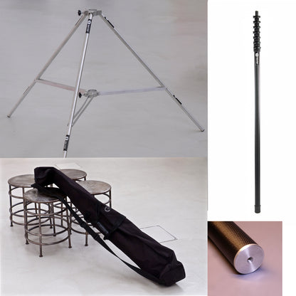 Kit Asta Telescopica in Carbonio 12 Mt- Treppiede - Borsa per Treppiede e Asta - Terminale Filettato Base