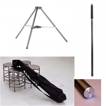 Kit Asta Telescopica in Carbonio 10 Mt- Treppiede - Borsa per Treppiede e Asta - Terminale Filettato Base
